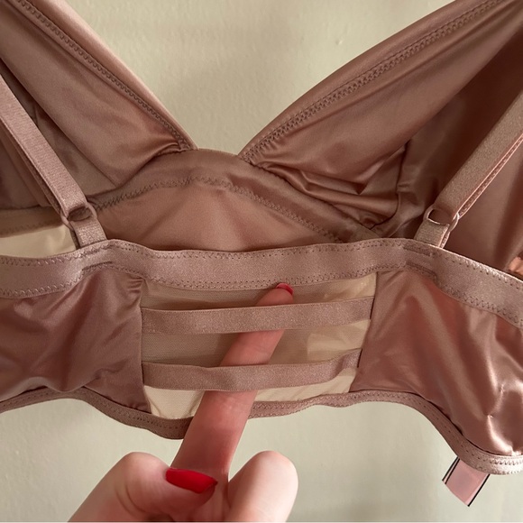 Victoria’s Secret rose gold strappy silk bralette with mesh paneling Size S - Picture 6 of 8